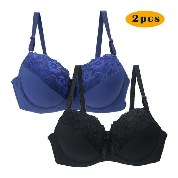 Paiwinds 2-Pack Women's Seamless Push Up Lace Sports Bra Set, Comfortable Breathable Support for Base Layers, Smooth Look with Light Gathering, Perfect for Casual Wear