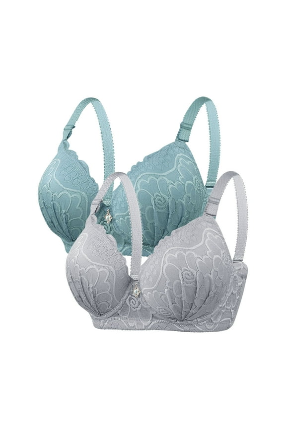 2-Pack Women's Solid Color Underwire D-Cup Bra for Plus Size, Thin Cups for Natural Shape and Comfortable Gathering, Ideal for Everyday Wear to Enhance Silhouette