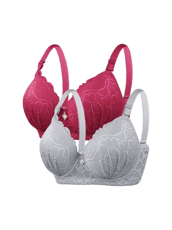 2-Pack Women's Solid Color Underwire D-Cup Bra for Plus Size, Thin Cups for Natural Shape and Comfortable Gathering, Ideal for Everyday Wear to Enhance Silhouette