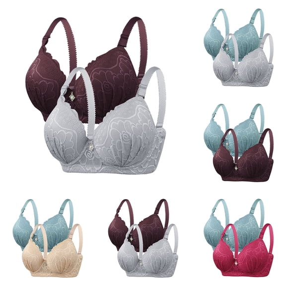 Paiwinds 2-Pack Women's Solid Color Underwire D-Cup Bra for Plus Size, Thin Cups for Natural Shape and Comfortable Gathering, Ideal for Everyday Wear to Enhance Silhouette