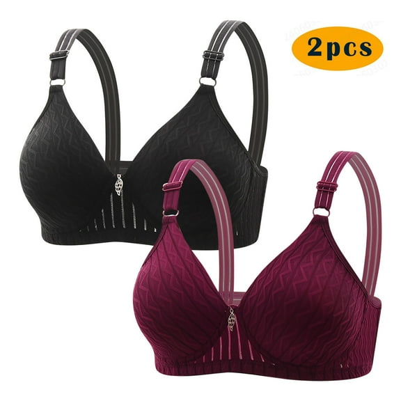 Paiwinds 2PC Women's Embroidered Glossy Bra Set - No Underwire Breathable Gathering Comfort for Everyday Elegant Wear