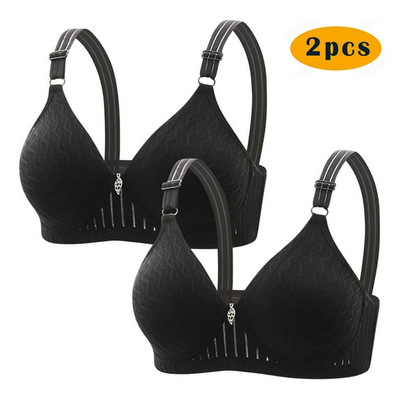 Paiwinds 2PC Women's Embroidered Glossy Bra Set - No Underwire Breathable Gathering Comfort for Everyday Elegant Wear
