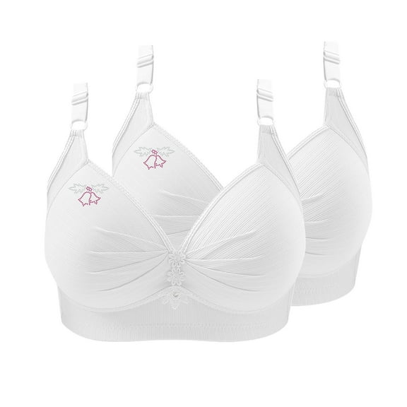 Paiwinds 2PCS Women's Printed Gathered Bra Set - No Underwire Plus Size Breathable Comfort Support for Daily Essentials