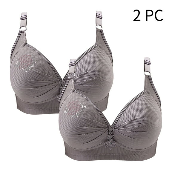 Paiwinds 2PCS Women's Printed Gathered Bra Set - No Underwire Plus Size Breathable Comfort Support for Daily Essentials