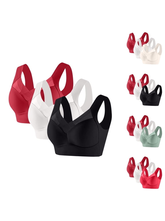 3 Pack Women's Wirefree Nursing Bra, Back Adjustment Yoga Running Seamless Bandeau Comfort for Maternity & Daily