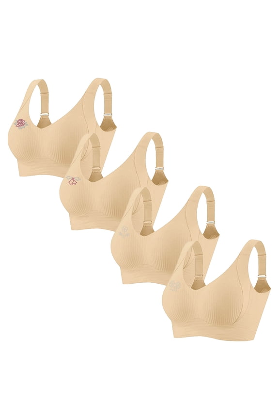 4 Pack Women's Fashion Sports Bra, Wirefree Seamless Rhinestone Design for Everyday Comfort & Support, Casual Wear