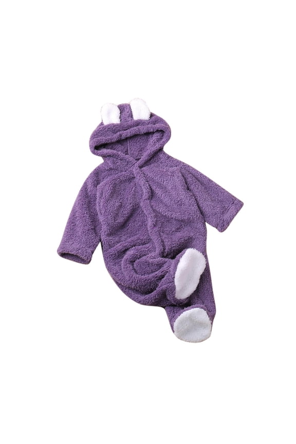 Baby Boys Girls Fleece Footed Pajamas, Magnetic Side Snap Full Body Onesie, Long Sleeve Hooded Infant Jumpsuit for 0-6 Months Newborn (Solid Color)