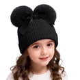 thumbnail image 1 of Paiwinds Baby Girls Knitted Beanie Hat with Double Pom Pom Bow, Winter Warm Toddler Hat for 6-36 Months, Soft Thick Knit Cap for Cold Weather Outdoor Activities, 1 of 8