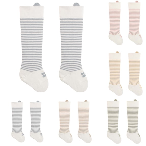 Paiwinds Baby Over-the-Knee Striped Socks Soft Cotton Mesh for 0-3 Years Unisex Casual Wear