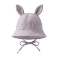 thumbnail image 1 of Paiwinds Baby Sun Hat 0-3 Years, Cute Rabbit Ear Cotton Bucket Hat, Breathable Summer Fisherman Cap with Chin Strap for Toddler Girls Boys, Solid Color UV Protection Beach Hat, 1 of 7