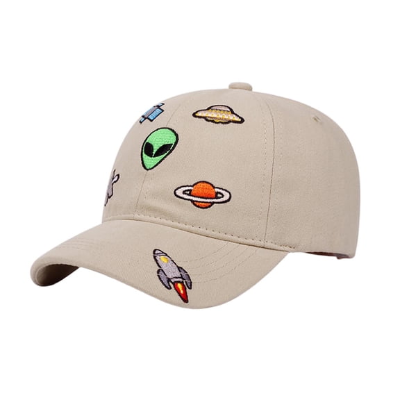 Paiwinds Boys Girls Baby Baseball Cap 2-6 Years Soft Top Sun Protection Hat Cartoon Alien Rocket Print Casual Toddler Baseball Cap Outdoor Adjustable Kids Cap