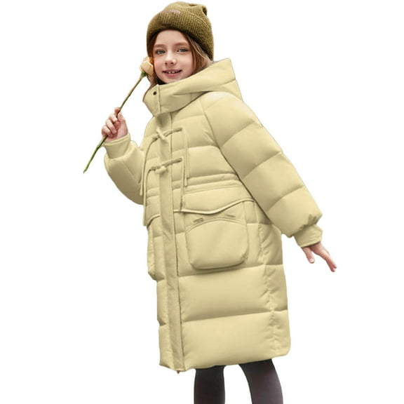 Paiwinds Boys & Girls Long Puffer Parka with Windproof Hood, Winter Coat Offering Warm Insulated Design and Multiple Pockets for Snow Activities and Outdoor Play