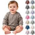 thumbnail image 1 of Paiwinds Cozy Baby Crew Neck Bodysuit Long Sleeve Snap Closure Casual Loungewear Regular Fit Soft One-Piece Outfit for Infants and Toddlers, 1 of 6