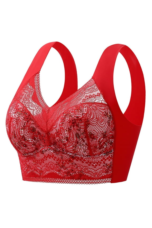 Fashion Women's Lace Solid Color Underwire Bra, Lift and Gathering Support for Everyday Sophistication, Siren Look with Comfortable Shaping for Larger Cups