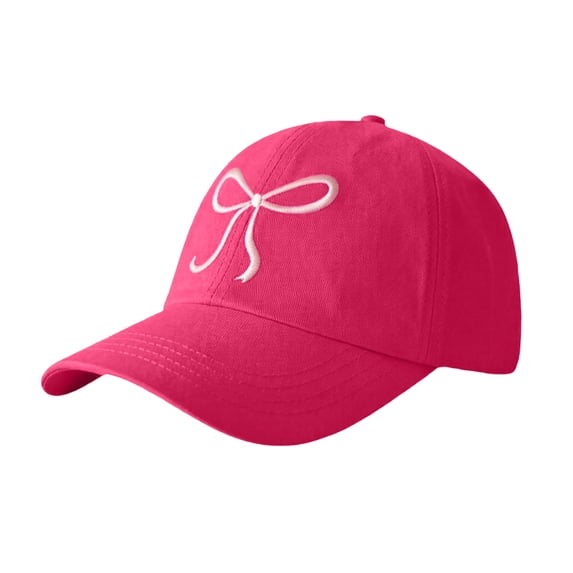 Paiwinds Girls Baseball Cap with Bow Ponytail Hat Kids Summer Sun Protection Breathable Outdoor Adjustable Visor for 2-10 Years