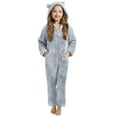 thumbnail image 1 of Paiwinds Girls Fleece Hooded Romper Pajamas Long Sleeve Winter Warm with Pocket for Ages 5-15, 1 of 5
