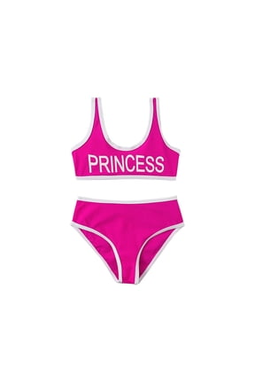 Girls Princess Two Piece Swimsuit High Waist Backless Bikini Set with Side Knot for Beach Pool Party Summer Swimwear 2-12 Years
