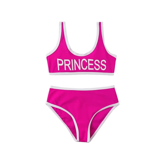 Paiwinds Girls Princess Two Piece Swimsuit High Waist Backless Bikini Set with Side Knot for Beach Pool Party Summer Swimwear 2-12 Years