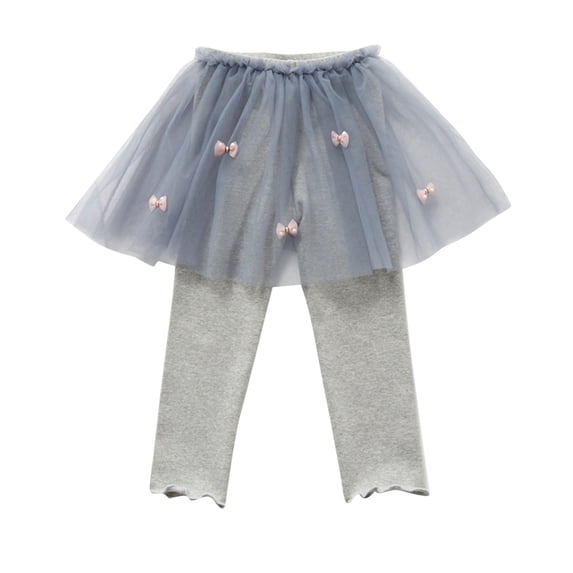 Paiwinds Girls' Solid Color Elastic Waist Skort with Bow Detail, Soft Cotton for Casual Daily