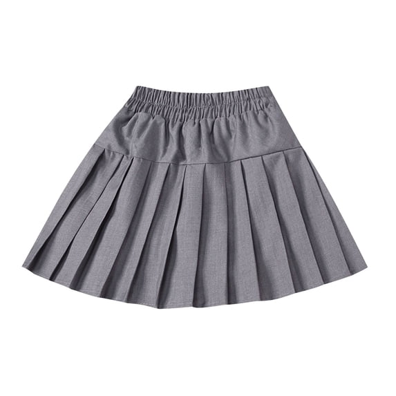 Paiwinds Girls' Solid Color Pleated Mini Skirt with Lining and Elastic Waist, Soft Cotton for School Casual