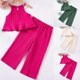 thumbnail image 1 of Paiwinds Girls Summer Casual Set Wave Stripe Tank Top And Loose Long Pants Two-Piece Comfortable Homewear, 1 of 9