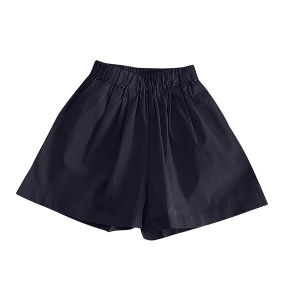 Paiwinds Girls Summer Fashion Solid Color Loose Wide Leg Shorts Soft Cotton Elastic Waist Casual Kids Pants