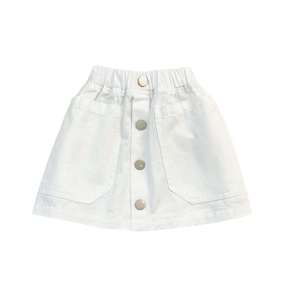 Paiwinds Girls' Summer Solid Color A-Line Denim Mini Skirt with Elastic Waist, Soft Denim for Casual Everyday