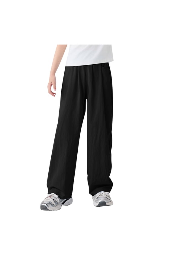 Girls' Sun Protection Bug Repellent Pants 4-15 Years, Summer Solid Color Casual Sports Pants with Pockets & Elastic Waist, Lightweight Long Pants for Big Girls, Sunscreen Mosquito Proof