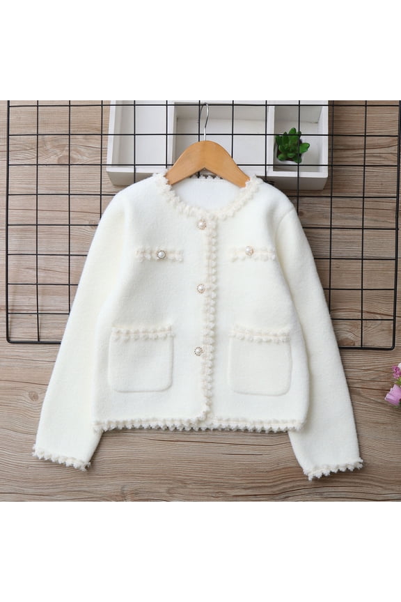 Kids Classic Button Front Coat with Lapel Collar, Hoodless Cocoon Style Overcoat for Formal School Events, Holidays and Smart Seasonal Outerwear