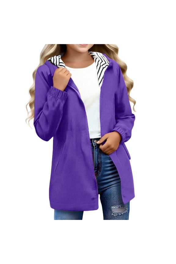 Kids Hooded Jacket with Full-Zip Front and Soft Fleece Lining, Adjustable Hood Long Sleeve Coat for School, Playground Fun and Daily Outdoor Adventures