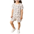 thumbnail image 1 of Paiwinds Kids Short Sleeve 2-Piece Set: Printed Crewneck Top and Matching Elastic Waist Shorts, Soft Polyester, Casual Summer Outfit for Playtime and Family Outings, 1 of 5