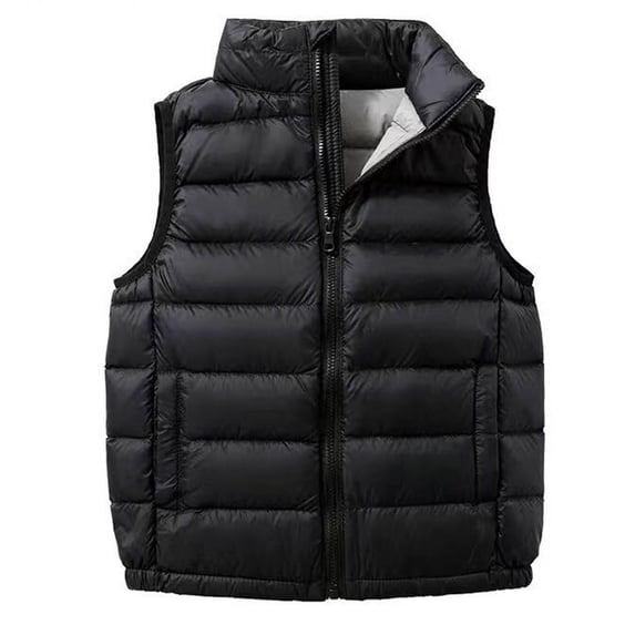 Paiwinds Kids Sleeveless Puffer Vest with Full Zip, Round Neck Jacket with Pockets 3-15 Years, Lightweight Warm Design for Layering Under Coats in Winter