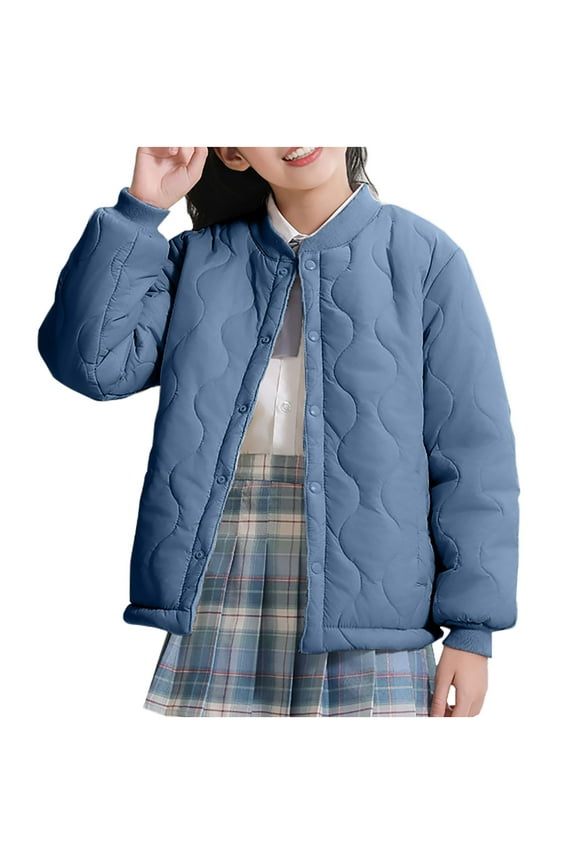 Kids Snap Closure Puffer Coat with Versatile Fleece Lined Design, Winter Jacket Suitable for Both Indoor and Outdoor Wear with All-Day Comfort and Easy Care