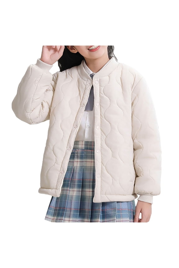 Kids Snap Closure Puffer Coat with Versatile Fleece Lined Design, Winter Jacket Suitable for Both Indoor and Outdoor Wear with All-Day Comfort and Easy Care
