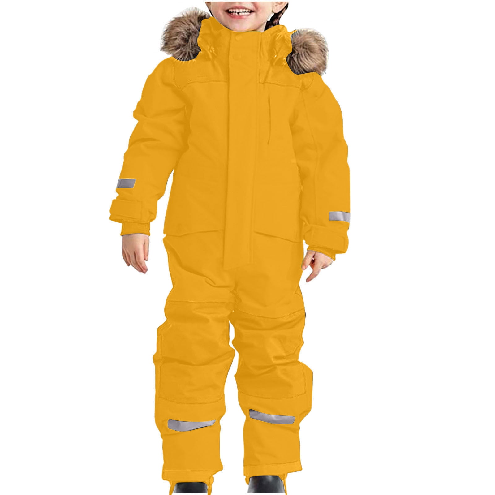 Paiwinds Kids Snowsuit Winter One-Piece with Hood - All Weather Waterproof Suit for Girls and Boys, Warm Puffer Jumpsuit for Outdoor Activities