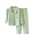 thumbnail image 1 of Paiwinds Kids Summer Pajamas Set Long Sleeve Turndown Collar Button Down Top And Pants Cotton Home Wear, 1 of 8