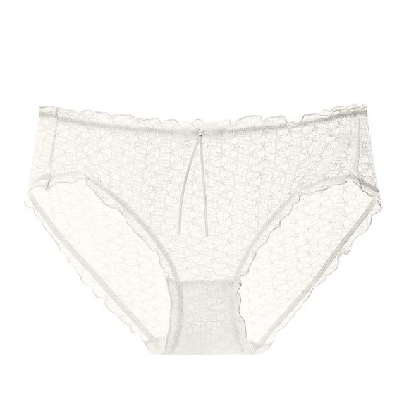 Paiwinds Ladies' Solid Color Cotton Lace Bow Enlarged Hip Hugging Underwear Comfortable Wide Coverage Panties Soft Stretch (1 Pack, XL-4XL)