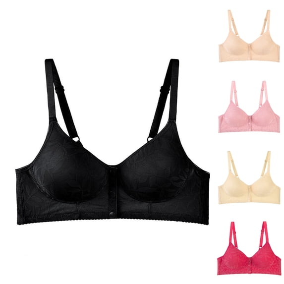 Paiwinds Front Closure Bra for Women Wireless Lace Comfort Bra Breathable Everyday Underwear with Side Support