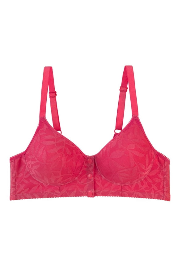 Front Closure Bra for Women Wireless Lace Comfort Bra Breathable Everyday Underwear with Side Support