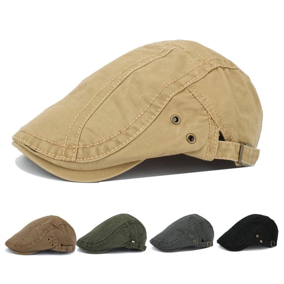Paiwinds Men Women Vintage Cotton Flat Cap Ivy Newsboy Hat Adjustable Duckbill Cap Outdoor Cabbie Hat with Side Vents