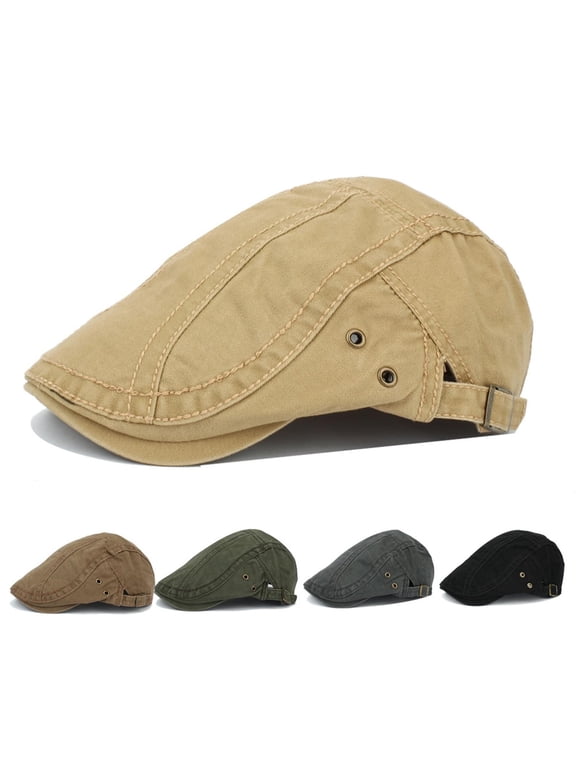 Men Women Vintage Cotton Flat Cap Ivy Newsboy Hat Adjustable Duckbill Cap Outdoor Cabbie Hat with Side Vents