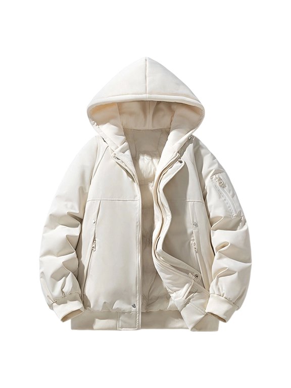 Men's 2-in-1 Mock Layered Jacket with Full-Zip Hooded Design and Thick Fleece Construction for Modern Street Style and Seasonal Transition