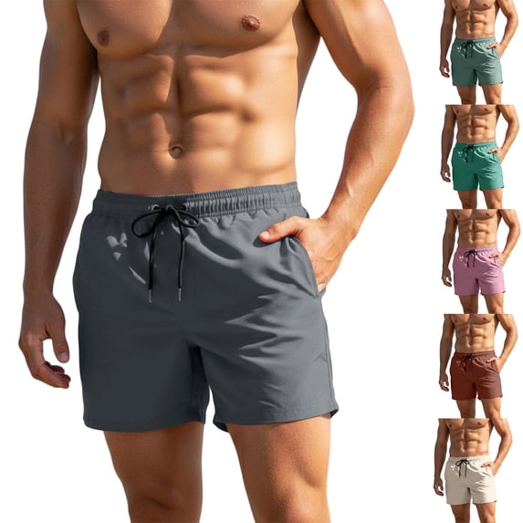 Paiwinds Men’s 4-Way Stretch Sports Shorts Quick-Dry with Mesh Liner & Zipper Pockets for Swimming Beach Running Active Wear