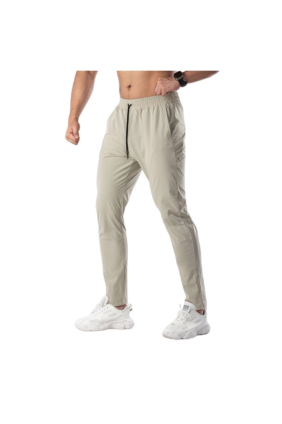 Men's All-Terrain Utility Pants with Drawstring Elastic Waist and Multi-Pocket Design for Outdoor Use