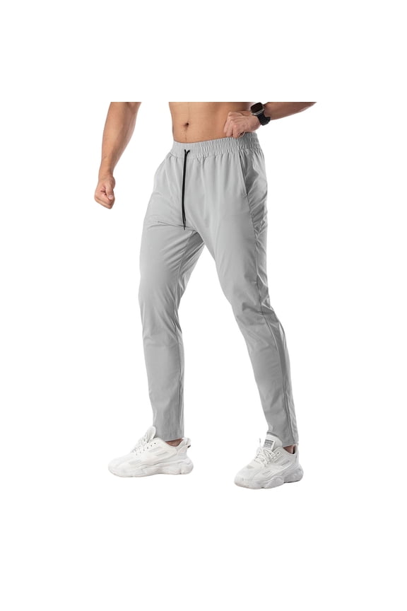 Men's All-Terrain Utility Pants with Drawstring Elastic Waist and Multi-Pocket Design for Outdoor Use