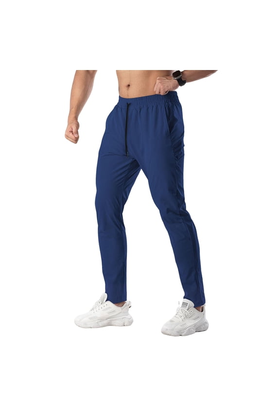 Men's All-Terrain Utility Pants with Drawstring Elastic Waist and Multi-Pocket Design for Outdoor Use