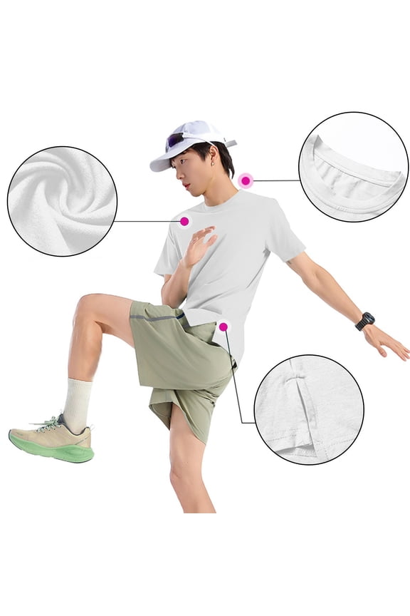 Men’s Athletic Round Neck Short Sleeve Top Nylon-Spandex 4-Way Stretch,Casual Running Gym Breathable & Dry,S-3XL 6 Colors