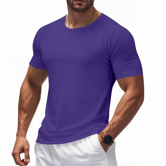 Paiwinds Men's Athletic Short Sleeve Shirt & Workout Tee, Solid Color Quick-Dry Breathable Top for Exercise, Running, and Casual Use, Extended Sizes Available