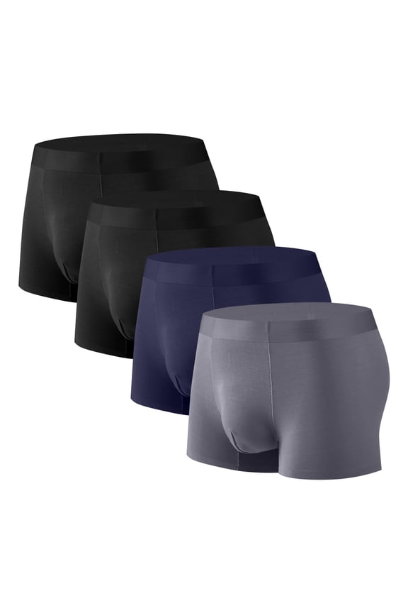 Men's Boxers 4-Pack, Silk Traceless Quick-Dry Loose Breathable Underwear, Modal and Cotton Blend, Loose Fit for Home and Exercise