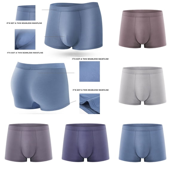 Paiwinds Men's Boxers, Modal Breathable High-Elastic Middle Waist Underwear, Seamless Regular Fit for All-Day Comfort at Home and Leisure
